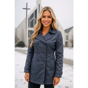 George Double Breasted Peacoat Jacket Gray Titanium L City Streetwear Classic